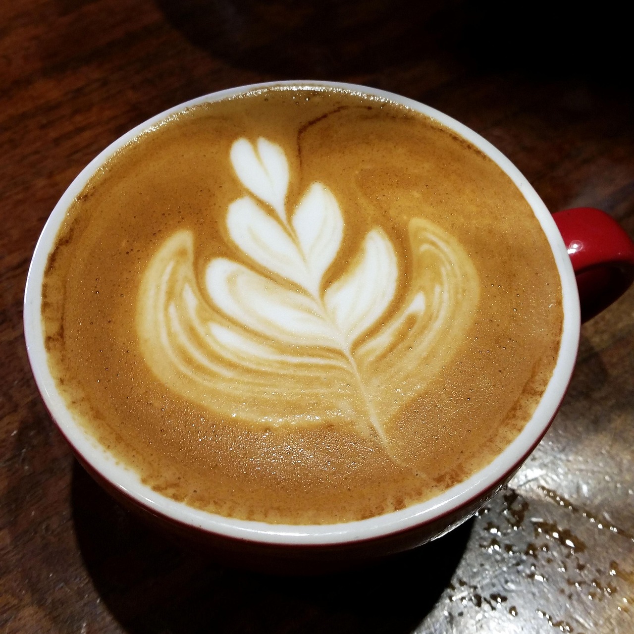 Latte art in a ceramic cup