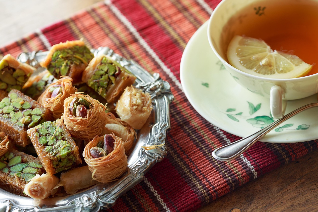Tea served with sweets